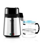 VEVOR Water Distiller, 4L 1.05 Gallon Pure Water Purifier Filter for Home Countertop, 750W Distilled Water Maker, Stainless Steel Interior Distiller Water Making Machine to Make Clean Water, Silver