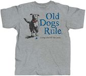 OLD GUYS RULE Men's Graphic T-Shirt, Leash - Gift for Dad, Grandpa, Husband, Father's Day, Birthday, Holiday - Funny Novelty Tee for Dog Lovers, Rescuers, Trainers (Sport Grey, X-Large)