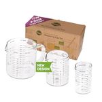 TreeBox Glass Measuring Cups - Measuring Jugs - Set of 3, (250ml, 125ml & 50ml) - Sturdy and Heat Resistant Borosilicate Glass Measuring Cups -Microwave Safe -Measuring Cups for Baking and Mixing