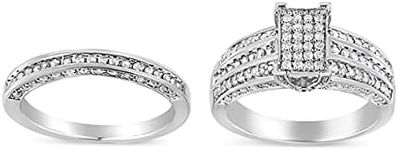 Haus of Brilliance .925 Sterling Silver 3/4 Cttw Prong Set Round Diamond Composite Engagement Ring and Band Set (I-J Color, I3 Clarity) - Size 5