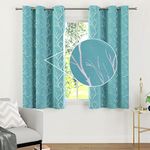 Encasa Homes Room Darkening Blackout Curtains 2 Panels Silver Foil Printed Plain Colours for Kids Bedroom, Living Room with Grommet, 85% Light Blocking, Sound & Heat Reducing, 6 ft -Twigs Teal