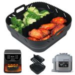 YQL Silicone Air Fryer Liner with Divider for COSORI 5.5L/Ninja Speedi Air Fryer 5.7L, 8 Inch Large Air Fryer Liners Square Air Fryer Accessories for Instant Vortex 5.7L/Tefal air Fryer