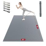 HAPBEAR Extra Large Exercise Mat - 7'x5'x8mm(1/3 inch), Shoes-Friendly, Non-Slip, Ultra Durable, High Density Thick Workout Mats for Home Gym Flooring Cardio, Yoga Mats for Fitness - Grey