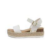 Soda CLIP ~ Women Open Toe Ankle Strap Platform Espadrille Sandal, White, 8.5