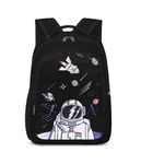 Frantic Waterproof Polyester 26 L School Backpack With Pencil/Staionery Pouch School Bag Class 1 to 8 Daypack Picnic Bag For School Going Boys & Girls(BK_Black_Astronaut_24_B)