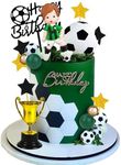 DRWATE Soccer Cake Topper Decorations Soccer Player Clay Figurine Decorations For Green Soccer Birthday Party Football Sport Party Supplies (Style 01)