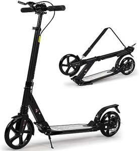 H.yeed Kick Scooter for Kids Ages 8-12 200mm Big Wheels Adult Scooter with Disc Brakes Foldable Scooters for Adult for Teenager with Carry Strap and Shock Absorption (Black)