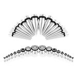 Funseedrr 36pcs Gauges Ear Stretchers Stretching Kit Surgical Steel Tunnel Plugs Tapers Piecing Set(14G-00G)