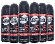 Right Guard Mens Deodorant, Total Defence 5 Original Anti-Perspirant Sprat, Multipack 6 x 150 ml