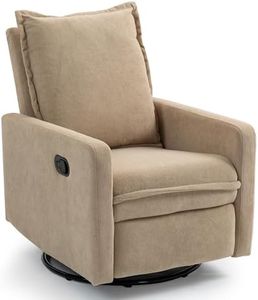 Fachmaih Swivel Rocking Chair Nursery Glider Recliner Manual Swivel Rocker Recliner Comfy Living Room Chairs (Brown)