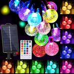 Solar String Lights Outdoor 16 Colors 66 LED 39Ft Waterproof Solar Lights with 20 Modes Remote Solar Powered Crystal Globe Lights for Garden Home Party Decorations