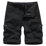 LY4U Men's Cargo Hiking Shorts Elasticated Waist Outdoor Summer Walking Fishing Cycling Casual Half Pants Black 38W