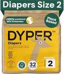 DYPER - Baby Diapers Hypoallergenic Cloth Alternative Day & Overnight Protection - Made with Plant-Based* & Honest Ingredients - Size 2 (32 Count)