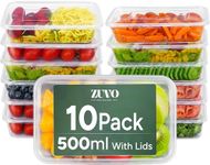 Zuvo Plastic Food Containers with Lids - Pack of 10 - Leak Proof, Microwave & Freezer Safe Container Sets Food Storage Containers for Batch Cooking, Lunch Box & Takeaway Containers (500 ML - 10 Pack)