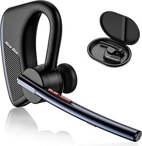 Bluetooth Headset New bee 24Hrs Talktime CVC8.0 Dual Mic Noise Cancelling Bluetooth Earpiece V5.2 Wireless Headset for Cell Phone/iPhone/Android/Driver/Business/Office(Blue)