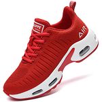 QAUPPE Womens Fashion Lightweight Air Sports Walking Sneakers Breathable Gym Jogging Running Tennis Shoes (Red US 8 B(M)