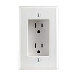 Leviton 689-W 15 Amp 1-Gang Recessed Duplex Receptacle, Residential Grade, with Screws Mounted to Housing (White)