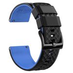 Ritche Silicone Watch Bands 18mm 20mm 22mm Quick Release Rubber Watch Bands for Men Women (Black / Blue / Black, 22MM)