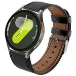 Sankel Leather Bands Compatible for Samsung Galaxy Watch 7 FE 6 5 4 Band 40mm 44mm, Watch 5 Pro Band 45mm/Watch 6 4 Classic Band 42mm 46mm 43mm 47mm/Active 2,20mm Soft Leather Wristband Strap (Black)