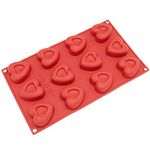 Freshware SM-110RD 12-Cavity Silicone Mini Valentine Heart Muffin/Brownie/Cornbread/Cheesecake/Pudding/Jello Shot and Soap Mold, Red