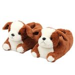 Aopuro Women Bunny Animal Slippers Cute Soft Plush House Shoes Fluffy Warm Slippers Cartoon Novelty Bedroom Rabbit Gifts for Birthday Christmas, Brown Dog, 5-6