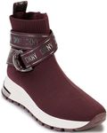 DKNY Women's High Top Slip-On Wedge Sneaker, Bordeaux, 8