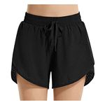 BALEAF Swim Shorts Women Quick Dry Mesh Swimming Board Shorts Plus Size Swimsuit Bikini Bottom with Liner Pockets Black XL