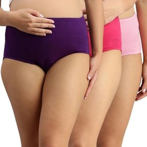 Morph Maternity Panty for Pregnancy | with High Waist | Over The Belly Fit | Full Back Coverage | Pregnancy & Post Delivery | Pack of 3 | Magenta, Dark Pink & Light Pink | 2XL