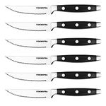 FOKNSPRA Premium Stainless Steel Steak Knives Set(6-pack),Dishwasher Safe,Kitchen Table Knife,Matte Blade & Handle Dinner Knives Serrated Edge (6)