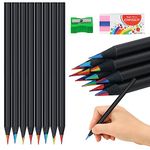 AUAUY Pack of 12 Rainbow Colouring Pencils, 7-in-1 Rainbow Pencils, Rainbow Pencils with Erasers and Pencil Sharpener, Rainbow Colouring Pencil for Adults or Children Art Drawing, Colouring, Sketching