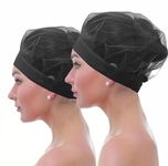 C-Cure Full Head Cover Nylon Hairnet Cap |24 inch Washable| Cloth Edge for comfortable wearing and stability | Honeycomb Mesh Used For protecting Hair | Unisex (Black Mesh, Pack of 10Pcs)