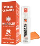 WHOOSH! Screen Cleaner Kit – Best for– Smartphones, iPads, Eyeglasses, Kindle, LED, LCD & TVs – Includes 3.4 Oz Bottle + 2 Cloths