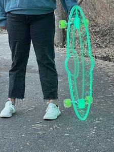 GHOST BOARDS Custom Longboard - Clear Long Boards with LED Wheels and Remote Control for Night Riding - Acrylic Skateboard Delivers Style, Stability, and Smooth Performance - 40" - Design: UFO