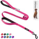 6 Foot Fuchsia Dog Leashes for Large Medium and Small Breed Dogs That Pull,Reflective Nylon Heavy Duty Dog Leash with 2 Comfortable Padded Traffic Handles and Car Seat Belt for Walking and Training