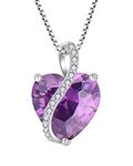 YL Heart Necklace for Women 925 Sterling Silver Pendant February Birthstone Amethyst Necklace Jewellery Gifts for Mum Her Wife Girlfriend