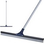 DSV Standard Professional Floor Scrubber Squeegee | 75 cm (30”) Solid Natural Silicone Rubber Blade - 51” Long Steel Pole - Best for Washing & Drying Shower Glass/Garage/Windshield/Window