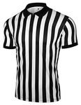 FitsT4 Sports Mens Referee Shirt Zipper Collar Official Umpire Jerseys Black & White Stripe Pro Ref Uniform,L