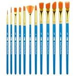 H&S Paint Brushes Set 12pcs Professional Artist Paint Brush Flat Round Tip for Acrylic Watercolor Oil Painting