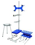 Eisco Labs Research Grade Lab Starter Kit - Includes 24" Rod, 8"x5" Retort Base, Beaker Tongs, Crucible Tongs, Burette/Test Tube Clamp, Ring Stand (and More)