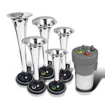 Spec-D Tuning 5Pc 12V 125Db Chrome Car Truck La Cucaracha Musical Air Horn + Compressor