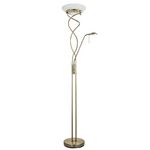 National Lighting Mother and Child Floor Lamp with Adjustable Reading Light & Dimmer Switch - Intertwined Uplighter Floor Lamp Father and Son Lamp - Antique Brass Finish - R7s/G9 Bulbs (Not Included)