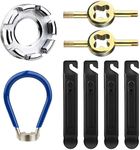 Bike Spoke Wrench Set, Including Bike Tire Lever & Valve Stem Core Tool & Bike Rim Correct Kit Cycling Pocket Tools for Road and Mountain Bikes