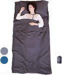 EXERMIL 100% Cotton Sleeping Bag Liner with Full Length Zipper on 3 Sides; Single/Double Adult Sleep Sack for Travel & Camping, Multifunctional Travel Sheets (Unzipped 87”x87”) for Hotel, Lightweight