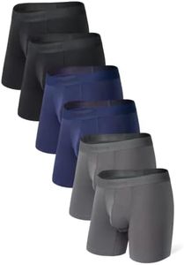 Separatec Men's Boxer Shorts 2.0 Breathable Trunks Bamboo Rayon Boxer Briefs Dual Pouch 6 Pack, Long: Dark Blue+black+dark Grey, XL