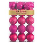 KI Store Hot Pink Christmas Baubles 30pcs 60mm Shatterproof Christmas Tree Decoration Ornaments