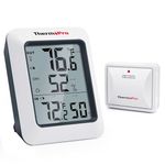 LABART ThermoPro TP-60C Digital Hygrometer Indoor Outdoor Thermometer Humidity Monitor, with Temperature Gauge Meter, Wireless, 200ft/60m Range, White