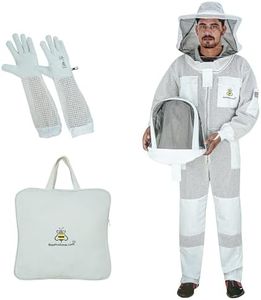 3-Layer Ultra Ventilated Mesh Beekeeping Suit for Men & Women with Veil Sting-Proof Bee Suit with Leather Gloves & Bag