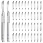 Savveffort 40 PCS Scalpel Blades with #10 Scalpels Surgical Blades and 2PCS Handles & Storage Box,Individually Wrapped High Carbon Steel Blades for Sculpting, Cutting,Crafts