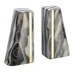 Creative Co-Op Modern Marble Brass Detail, Set of 2, Grey Bookend