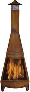 Sunnydaze 70-Inch Rustic Heavy-Duty Steel Chiminea with Rain Cap and Mesh Spark Screen - Rust Patina Finish